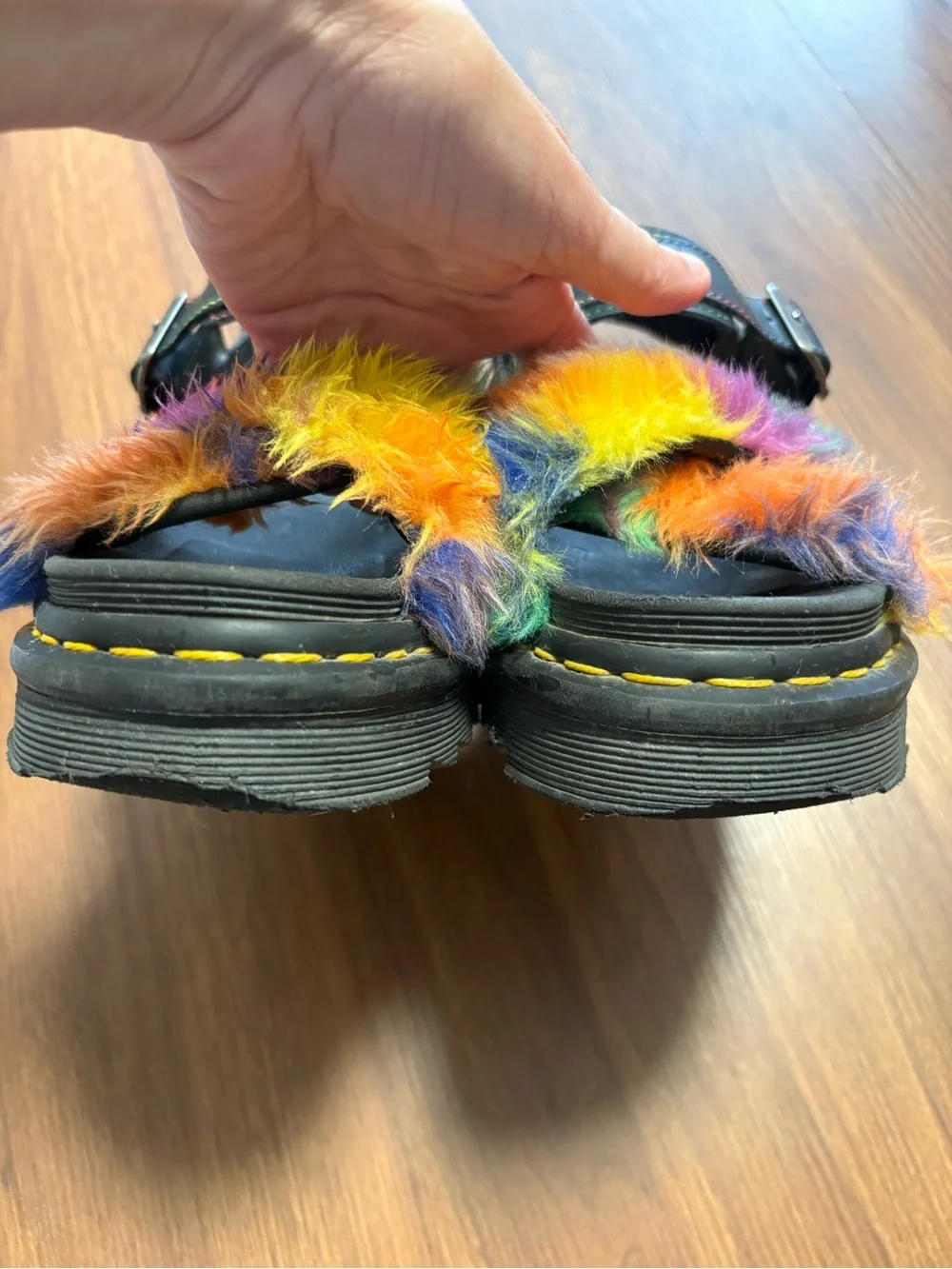 Dr. Martens Voss II Fluffy Faux Faur Sandals size 7